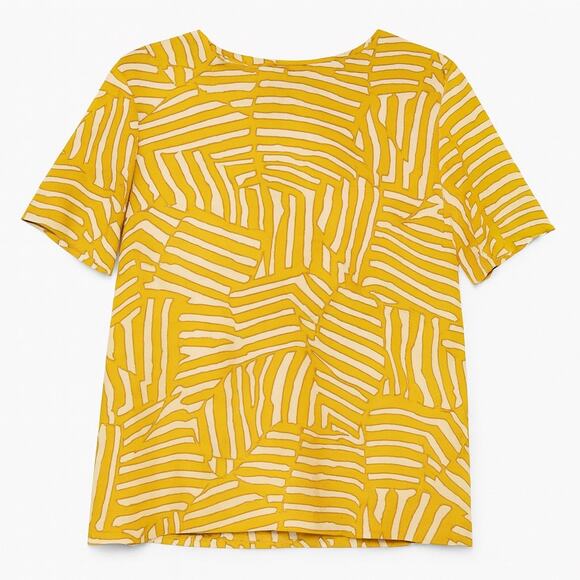 Carlisle Vintage Yellow Abstract Silk Blouse Size 4 - Picture 1 of 6